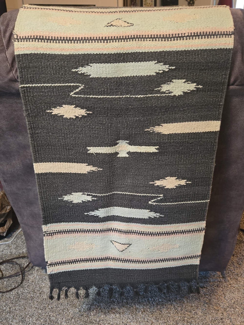 Lightweight Rug Charcoal and Cream 18 X 35"